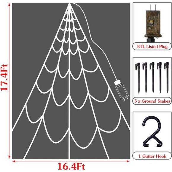 Halloween Decorations Spider Webs Lights: 200 Purple & Orange LED Halloween - Picture 2 of 8